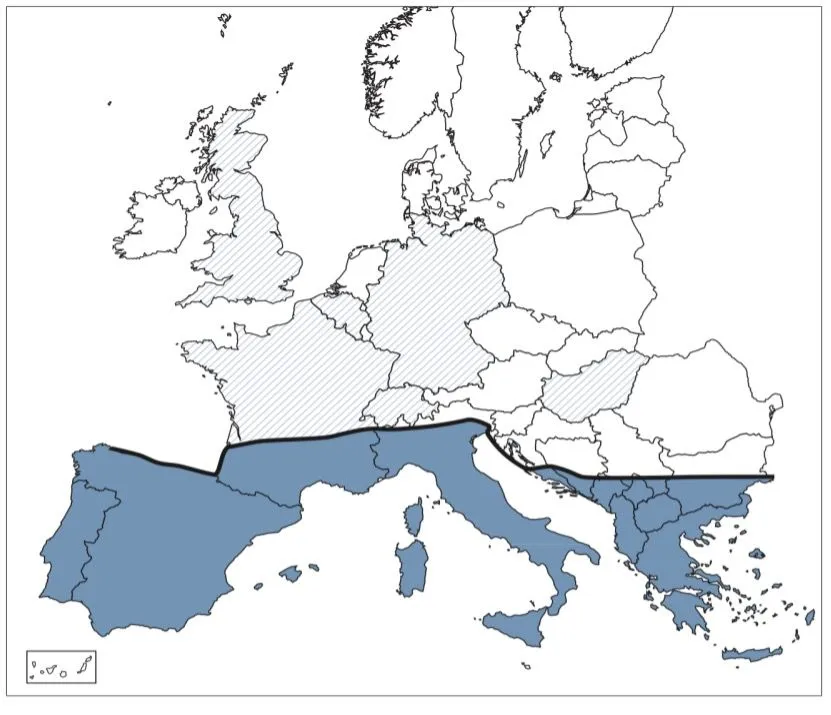 Figuur 4. Verspreiding Leishmania Europa. (ESCCAP.org)